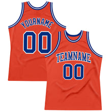 Load image into Gallery viewer, Custom Orange Royal-White Authentic Throwback Basketball Jersey