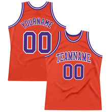Load image into Gallery viewer, Custom Orange Purple-White Authentic Throwback Basketball Jersey