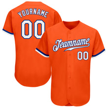 Load image into Gallery viewer, Custom Orange White-Royal Authentic Baseball Jersey