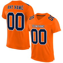 Load image into Gallery viewer, Custom Orange Navy-White Mesh Authentic Football Jersey