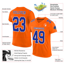 Load image into Gallery viewer, Custom Orange Royal-White Mesh Authentic Football Jersey