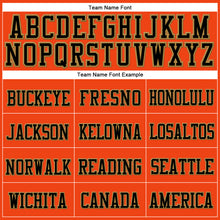 Load image into Gallery viewer, Custom Orange Black-Old Gold Stitched Cuffed Knit Hat