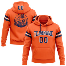 Load image into Gallery viewer, Custom Stitched Orange Navy-White Football Pullover Sweatshirt Hoodie