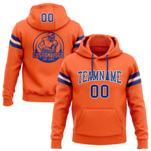 Load image into Gallery viewer, Custom Stitched Orange Royal-White Football Pullover Sweatshirt Hoodie