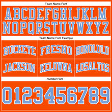 Load image into Gallery viewer, Custom Orange Light Blue-White Authentic Throwback Basketball Shorts