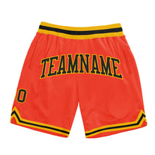 Load image into Gallery viewer, Custom Orange Black-Gold Authentic Throwback Basketball Shorts