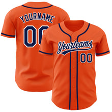 Load image into Gallery viewer, Custom Orange Navy-White Authentic Baseball Jersey