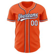 Load image into Gallery viewer, Custom Orange White-Navy Authentic Baseball Jersey