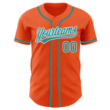 Load image into Gallery viewer, Custom Orange Teal-White Authentic Baseball Jersey