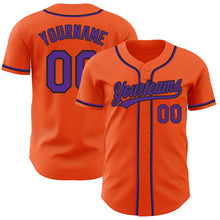 Load image into Gallery viewer, Custom Orange Purple-Black Authentic Baseball Jersey
