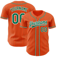 Load image into Gallery viewer, Custom Orange Kelly Green Pinstripe Kelly Green-White Authentic Baseball Jersey
