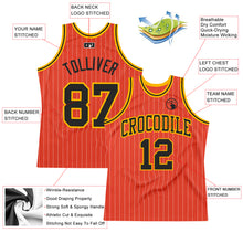Load image into Gallery viewer, Custom Orange White Pinstripe Black-Gold Authentic Basketball Jersey