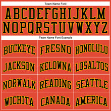 Load image into Gallery viewer, Custom Orange White Pinstripe Black-Gold Authentic Basketball Jersey