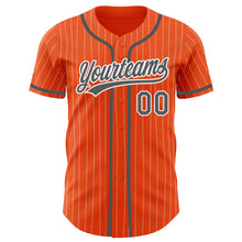 Load image into Gallery viewer, Custom Orange White Pinstripe Steel Gray Authentic Baseball Jersey