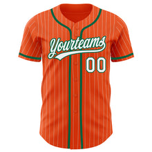 Load image into Gallery viewer, Custom Orange White Pinstripe Kelly Green Authentic Baseball Jersey
