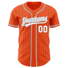 Load image into Gallery viewer, Custom Orange White Pinstripe Gray Authentic Baseball Jersey