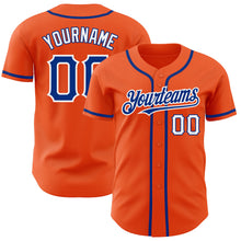 Load image into Gallery viewer, Custom Orange Royal-White Authentic Baseball Jersey