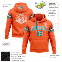 Load image into Gallery viewer, Custom Stitched Orange Teal-White Football Pullover Sweatshirt Hoodie