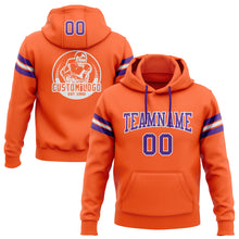 Load image into Gallery viewer, Custom Stitched Orange Purple-White Football Pullover Sweatshirt Hoodie