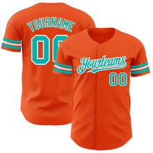 Load image into Gallery viewer, Custom Orange Aqua-White Authentic Baseball Jersey