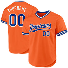 Load image into Gallery viewer, Custom Orange Royal-White Authentic Throwback Baseball Jersey