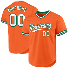 Load image into Gallery viewer, Custom Orange White-Kelly Green Authentic Throwback Baseball Jersey