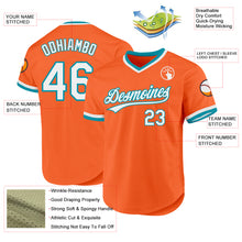Load image into Gallery viewer, Custom Orange White-Teal Authentic Throwback Baseball Jersey
