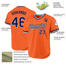 Load image into Gallery viewer, Custom Orange Navy-Gray Authentic Throwback Baseball Jersey