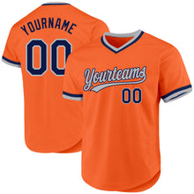 Load image into Gallery viewer, Custom Orange Navy-Gray Authentic Throwback Baseball Jersey