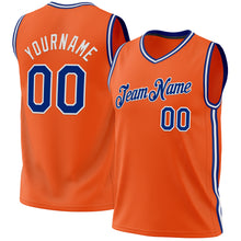 Load image into Gallery viewer, Custom Orange Royal-White Authentic Throwback Basketball Jersey
