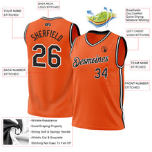 Load image into Gallery viewer, Custom Orange Black-White Authentic Throwback Basketball Jersey
