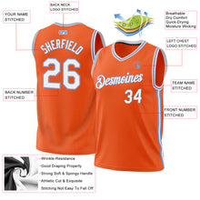 Load image into Gallery viewer, Custom Orange White-Light Blue Authentic Throwback Basketball Jersey