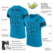 Load image into Gallery viewer, Custom Panther Blue Panther Blue-Black Mesh Authentic Football Jersey