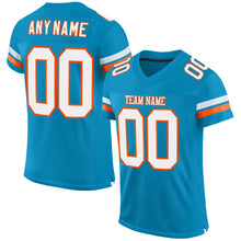 Load image into Gallery viewer, Custom Panther Blue White-Orange Mesh Authentic Football Jersey