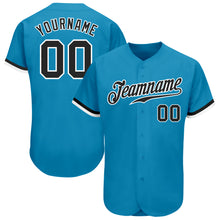 Load image into Gallery viewer, Custom Panther Blue Black-White Authentic Baseball Jersey