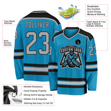 Load image into Gallery viewer, Custom Panther Blue Gray-Black Hockey Jersey