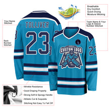 Load image into Gallery viewer, Custom Panther Blue Navy-White Hockey Jersey