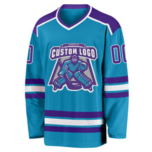 Load image into Gallery viewer, Custom Panther Blue Purple-White Hockey Jersey