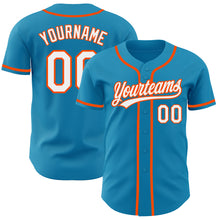 Load image into Gallery viewer, Custom Panther Blue White-Orange Authentic Baseball Jersey