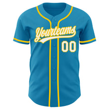 Load image into Gallery viewer, Custom Panther Blue White-Yellow Authentic Baseball Jersey