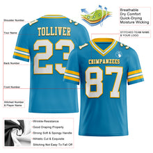 Load image into Gallery viewer, Custom Panther Blue White-Gold Authentic Football Jersey