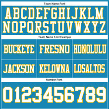 Load image into Gallery viewer, Custom Panther Blue White-Gold Authentic Football Jersey