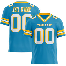 Load image into Gallery viewer, Custom Panther Blue White-Gold Authentic Football Jersey