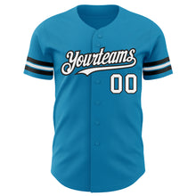 Load image into Gallery viewer, Custom Panther Blue White-Black Authentic Baseball Jersey