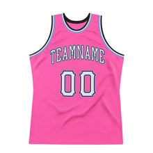 Load image into Gallery viewer, Custom Pink White-Light Blue Authentic Throwback Basketball Jersey