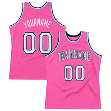 Load image into Gallery viewer, Custom Pink White-Light Blue Authentic Throwback Basketball Jersey