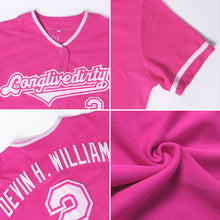 Load image into Gallery viewer, Custom Pink White-Light Blue Authentic Baseball Jersey