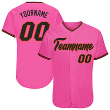Load image into Gallery viewer, Custom Pink Black-Orange Authentic Baseball Jersey
