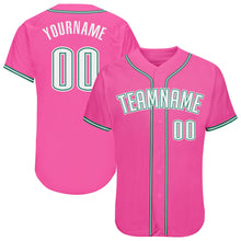 Load image into Gallery viewer, Custom Pink White-Kelly Green Authentic Baseball Jersey