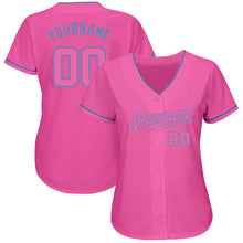 Load image into Gallery viewer, Custom Pink Pink-Light Blue Authentic Baseball Jersey